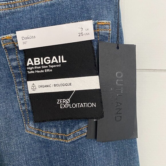 Outland Denim Abigail High Rise Slim Tapered Jeans in Dakota Blue Wash, 25x30 - Picture 4 of 8